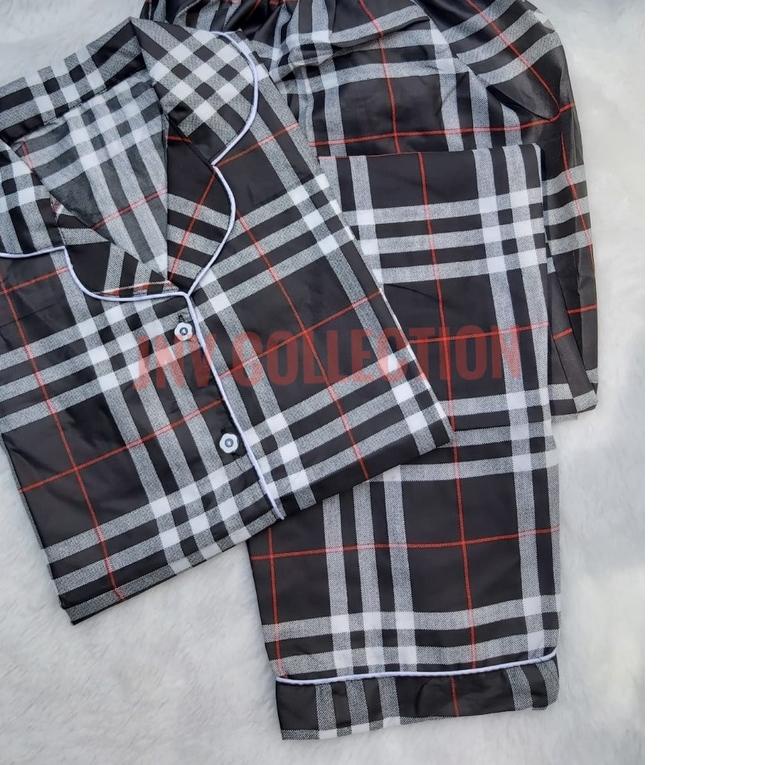 ۝ JNV Piyama CP Wanita Motif Kotak 02 - Baju Tidur Lengan pendek - Katun Premium ☛