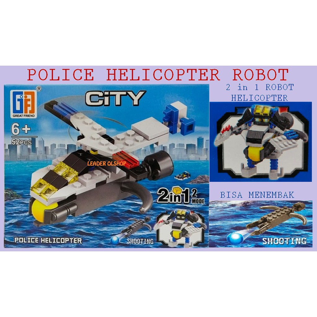 BRICK LEGO COMPATIBLE CITY POLICE SQUADRON 4IN1 MOBIL KAPAL HELI TRUCK MAINAN EDUKASI BUILDING BLOCK