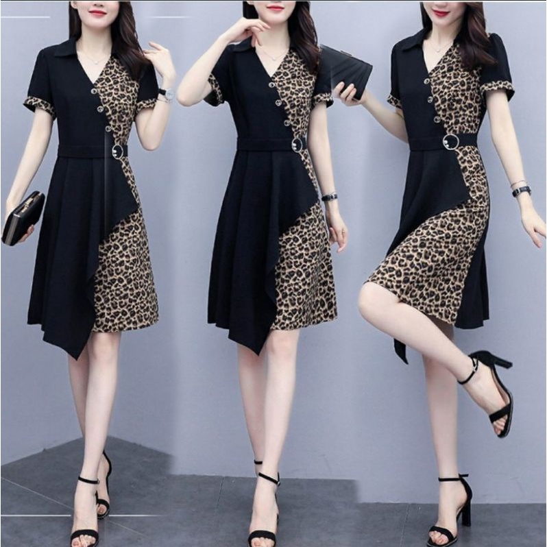 BFS / Dress Vina Leopard / Dress Motif Macan / Dress Wanita / Dress Cantik