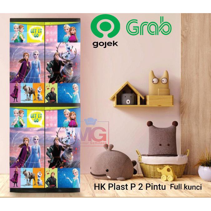 Lemari Plastik Anak Karakter Frozen 2 Pintu Full Kunci Pillowg