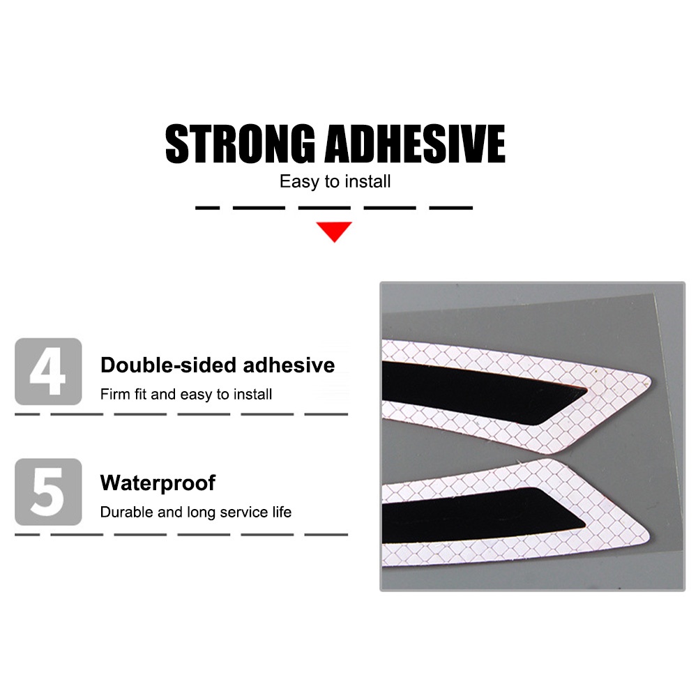 2Pieces Carbon Reflector Wing Mobil Omextra Car Reflective Sticker Car Reflector Stiker Peringatan Keselamatan Mobil