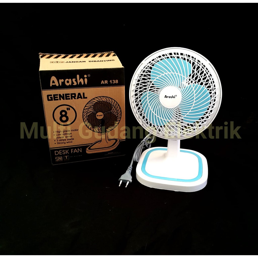 Deskfan Arashi 8 inch AR 138 General fan SNI SWING Kipas Meja Duduk Super Murah