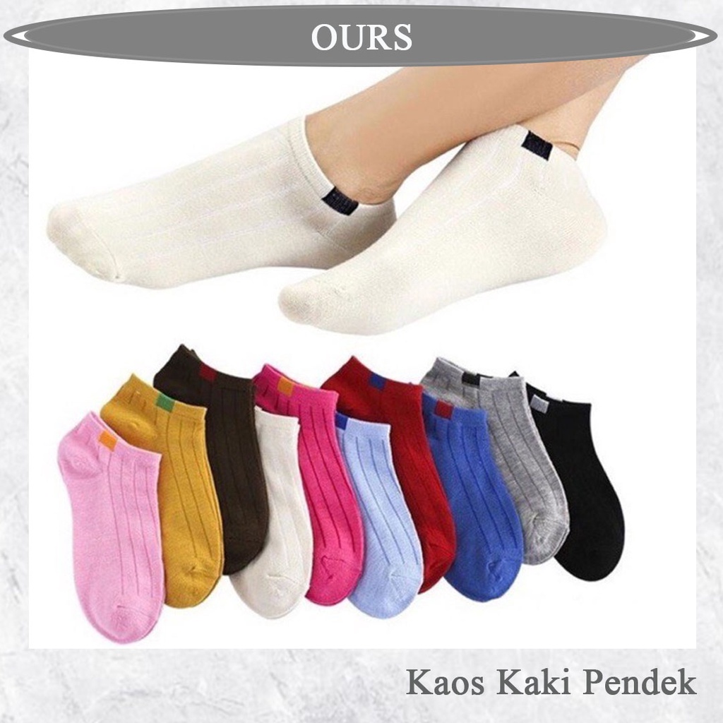 KAOS KAKI 2 GARIS FASHION WANITA PRIA KAOS KAKI PENDEK POLOS GARIS