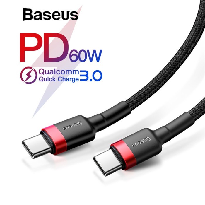 BASEUS Data Cable Fast Charger Type C To Type C PD 2.0 60W 20V 3A 1M