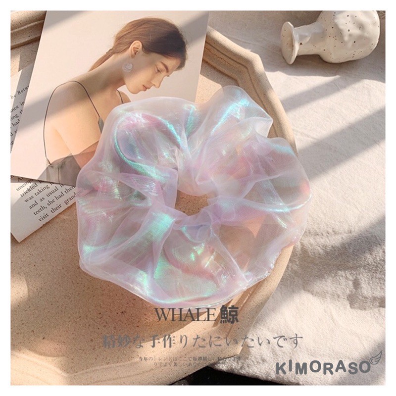 OVERFLOWS.ID ✿ Scrunchie Ikat Rambut Cepol Korea Lucu Hologram Polos