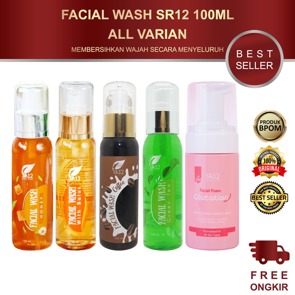 FACIAL WASH SR12 100ML ALL VARIAN / HONEY / BULUS / COFFEE / GREEN TEA / GLUTATION