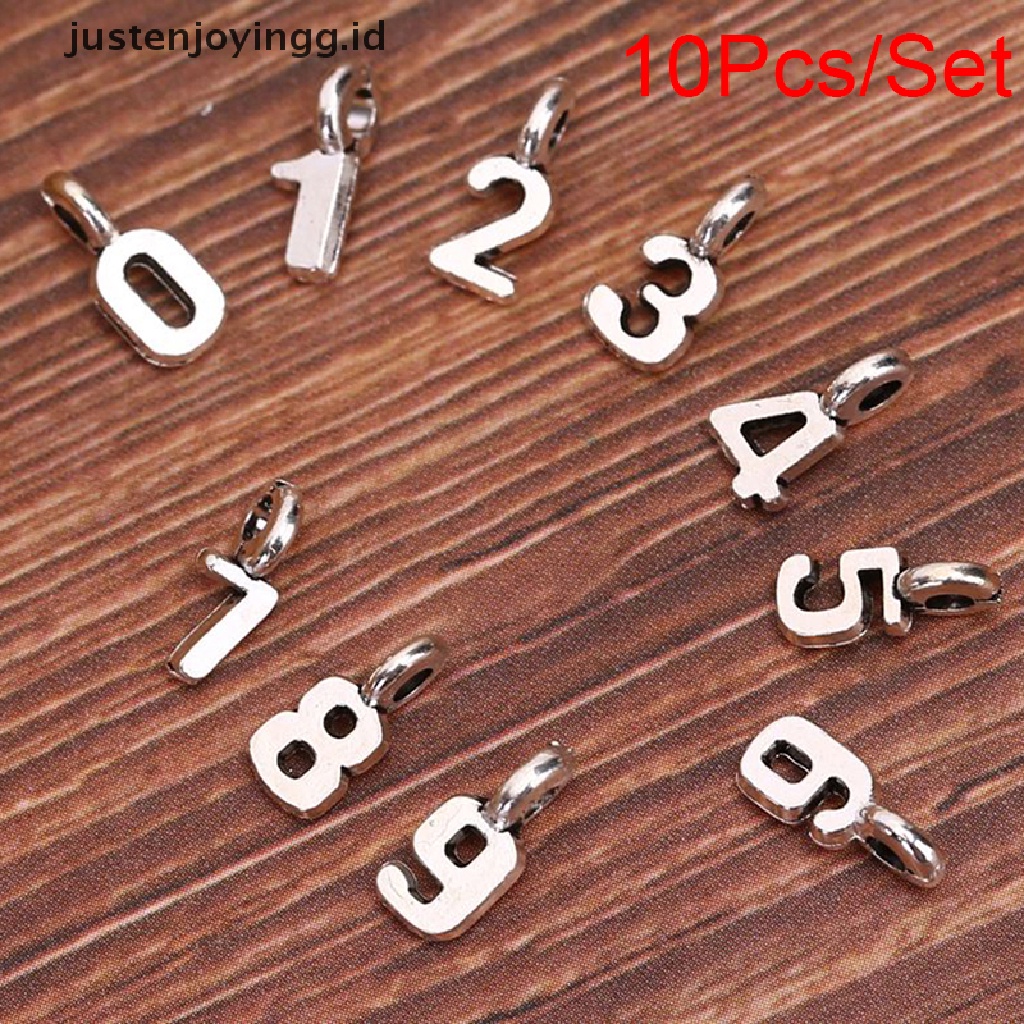 10pcs / Set Liontin Bentuk Angka Arab Bahan Alloy Untuk Membuat Perhiasan