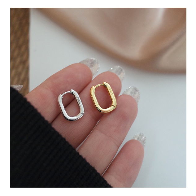 Anting Bentuk U Oval Lingkaran Bahan S925 Silver Gaya Retro Untuk Wanita