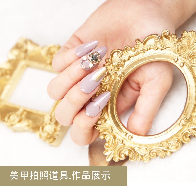 Bingkai foto nail display hiasan alas foto kuku bingkai gold vintage hiasan ruang tamu