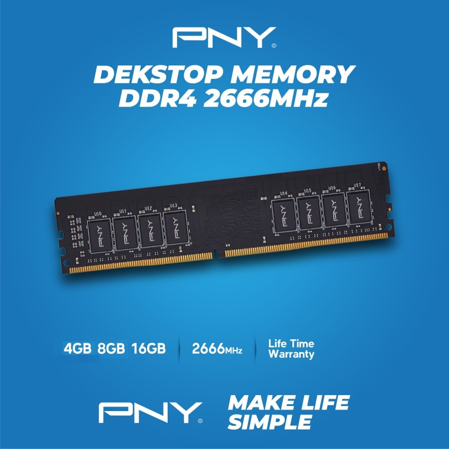 RAM PNY Longdimm 4GB / 8GB / 16GB DDR4 2666Mhz PC 21300 Memory Desktop Computer Life Time Warranty