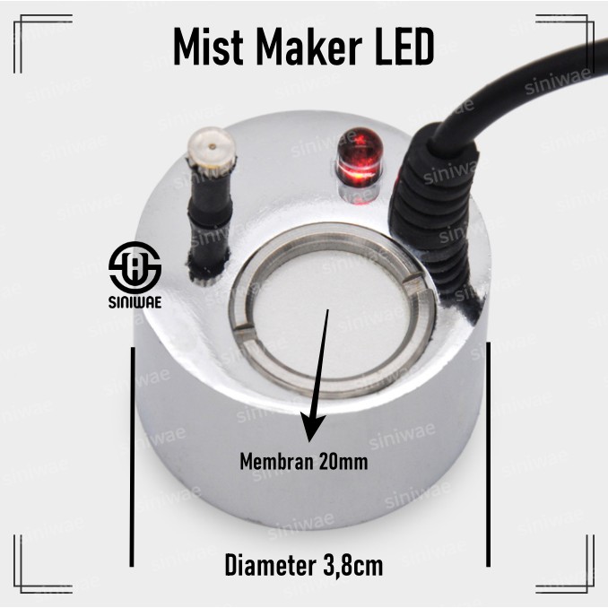 Mist Maker Kecil Lampu LED Mesin Kabut Membran 20mm Stenlis Asap Embun Uap Aquarium Aquascape