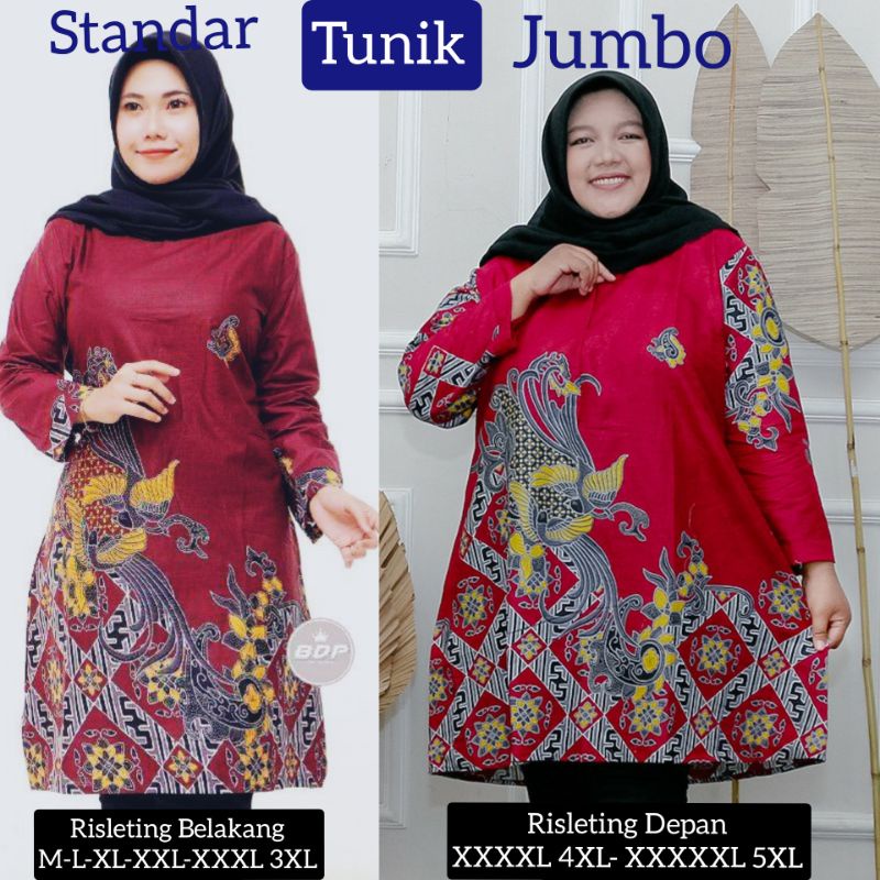 TUNIK ATASAN JUMBO WANITA BIGSIZE SUPER BESAR BAJU KANTORAN TUNIC MUSLIMAH BUSUI RISLETING DEPAN DAN BELAKANG SIZE M L XL XXL XXXL 3L XXXXL 4L 5L 6L LD 120 130 140 150CM SERAGAM KANTORAN MOTIF BATIK KIPAS KENARI ENCIM NDOG GEMEK ALDEBARAN KATE IJO SOGAN