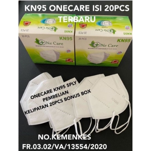 MASKER KN95 ONE CARE 1 BOX ISI 10 PCS HITAM DAN PUTIH ORIGINAL EARLOOP BFE 95% 5 PLY KAWAT DALAM