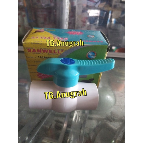 STOP KRAN 3/4&quot; INCH SANWELL PVC - STOP KRAN PLASTIK - BALLVALVE PVC  BAGUS MURAH - BALLVALVE SANWELL