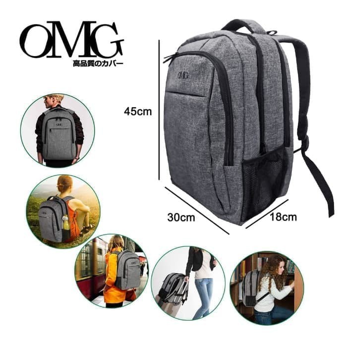 Tas Ransel Backpack Punggung Laptop Sekolah Pria Travel OMG