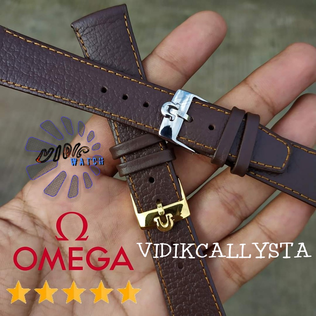 Strap watch Seamaster leather Strap Tali jam 20mm Drak brown 20 MM