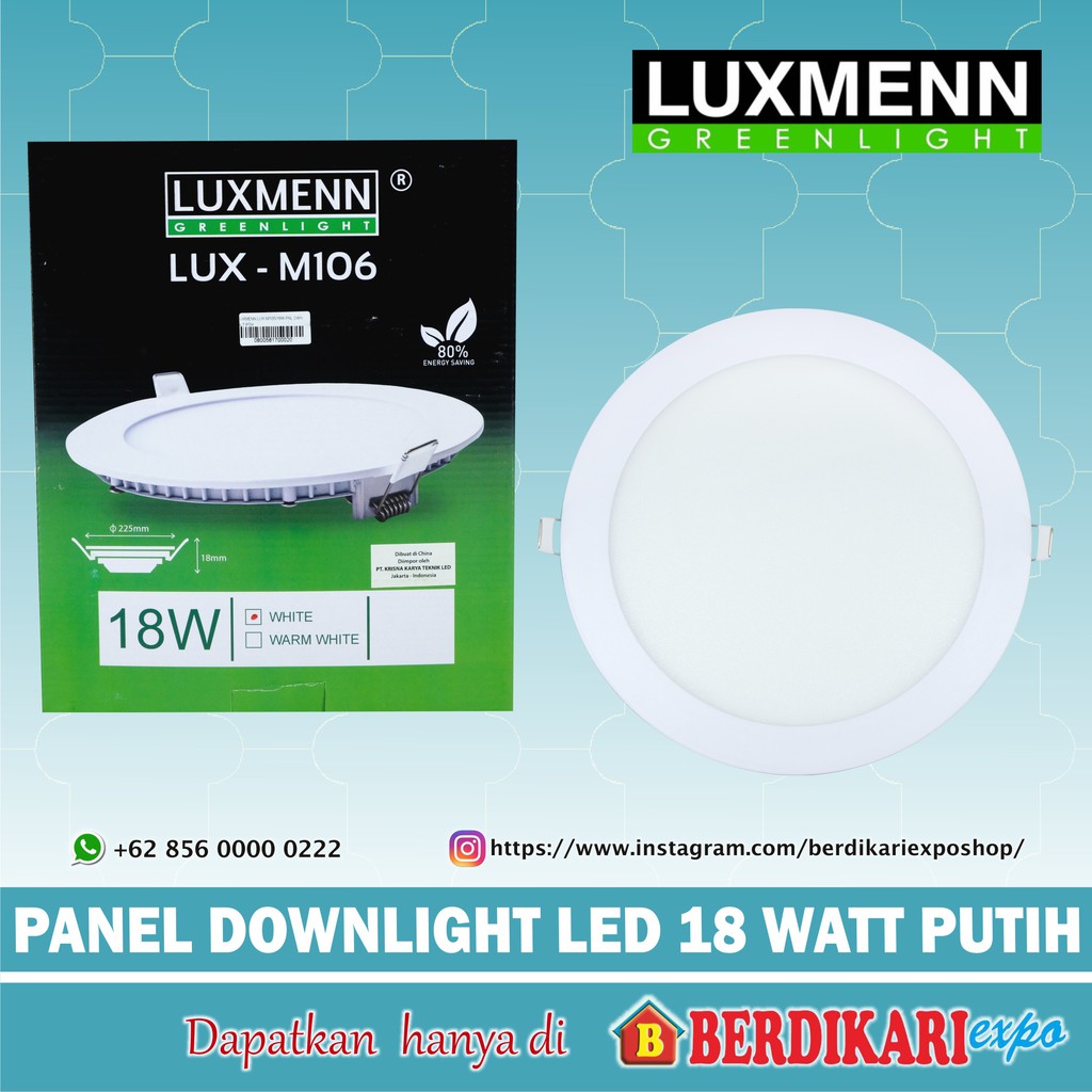 LUXMENN PANEL DOWNLIGHT LED 18 WATT PUTIH