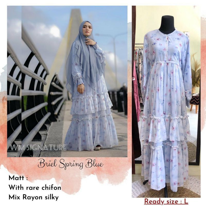 GAMIS SYARI IED SERIES BRIEL SPRING BLUE ORIGINAL BY WM SIGNATURE