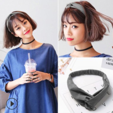 OVERFLOWS.ID Bando Korea Polos Bandana Fashion Murah bahan suede corugated Halus Import