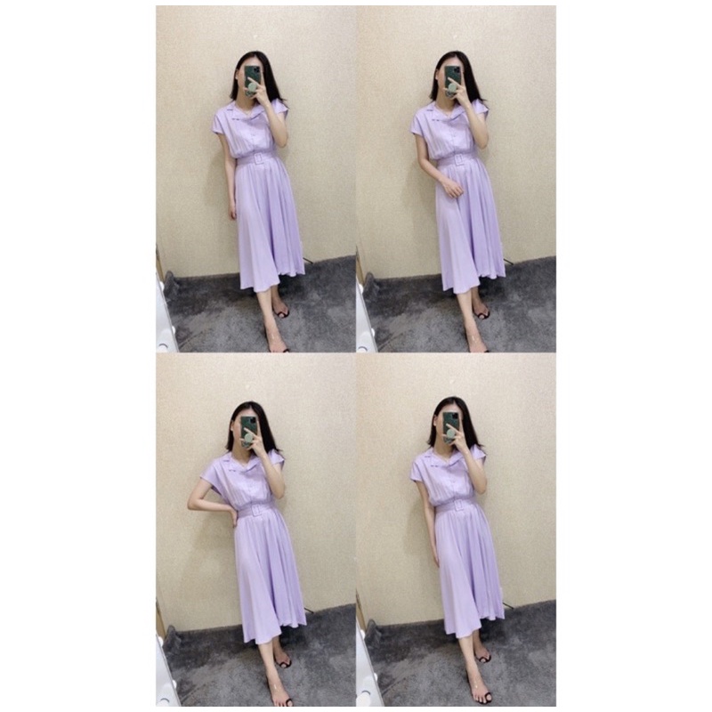 dress vintage ungu muda