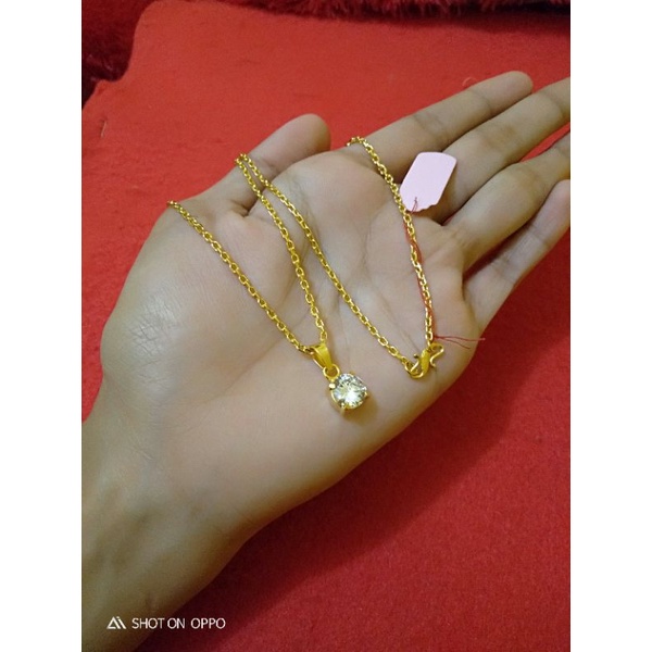 Kalung nori 5 gram 45 cm liontin mata 1 lapis emas 24k [BAYAR DI TEMPAT]