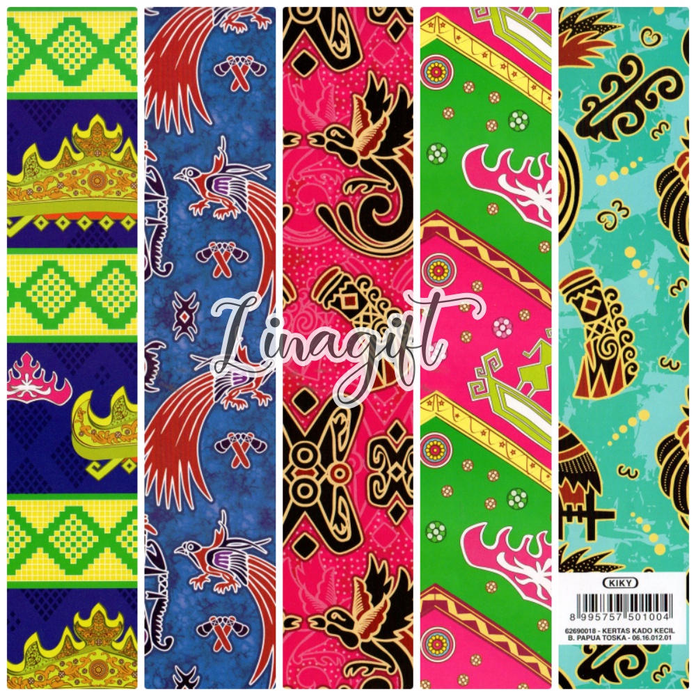 ( 5 Lembar ) BATIK WARNA KIKY - KERTAS KADO - GIFT WRAPPING PAPER BATIK SUMATRA / BALI / JAWA / WARNA WARNI