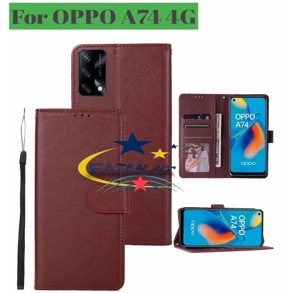 OPPO A74 4G FLIP LEATHER CASE PREMIUM-FLIP WALLET CASE KULIT UNTUK OPPO A74 4G- CASING DOMPET-FLIP C