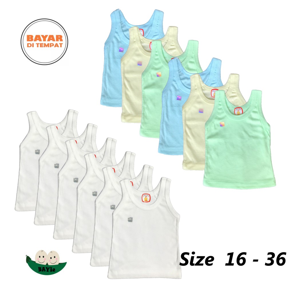 BAYIe - 6 PCS Kaos Dalam / Singlet Anak/Bayi HAO-HAO 100% katun SNI UMUR 0-12 TAHUN