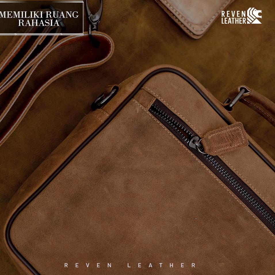 promo   tas kerja sling bag pria kualitas import bahan kulit sapi original selempang cowok premium e