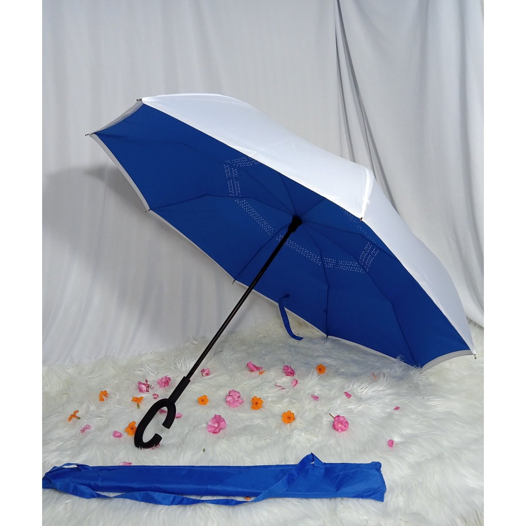 Payung Terbalik Kazbrella SKY Luar PUTIH 2nd Gen BEST QUALITY _ M-805