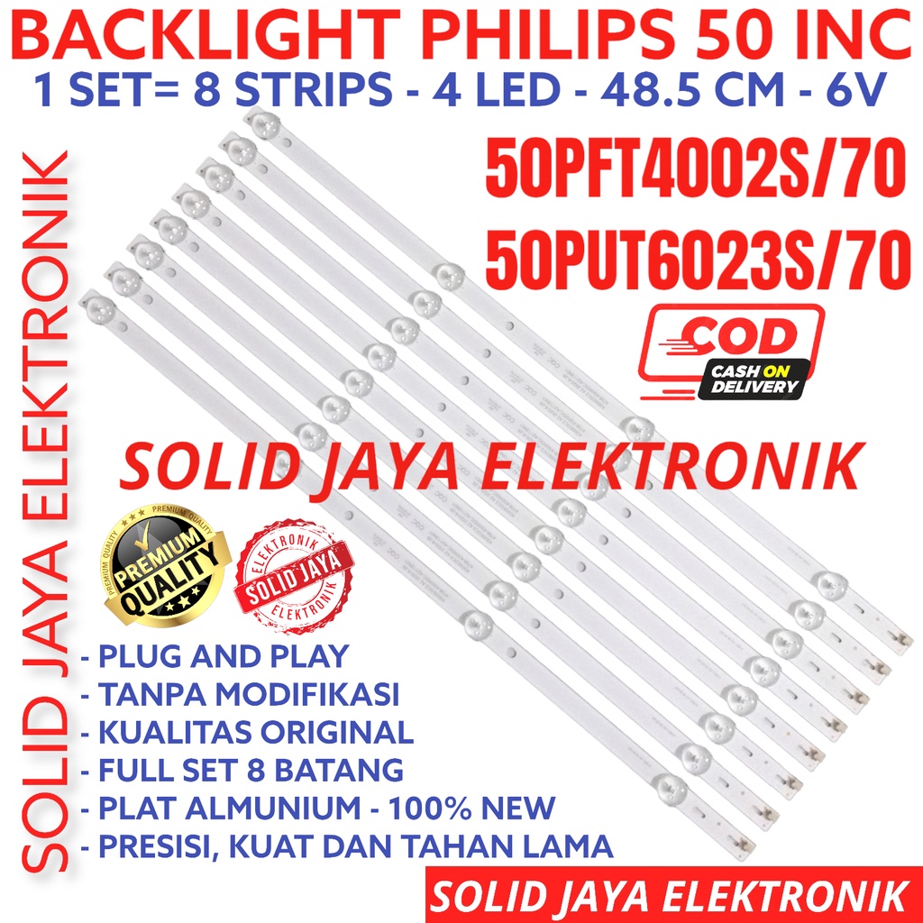 BACKLIGHT TV LED PHILIPS 50 INC 50PFT4002 50PUT6023 50PFT4002S 50PUT6023S 50PFT4002S/70 50PUT6023S/70 LAMPU BL 50PUT 50PFT 4002 6023 4K 4 KANCING 4LED 6V 6 VOLT PHILIPS 50INCH 50INC 50IN 50 INCH IN LED BL