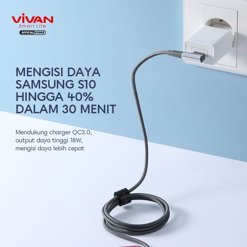 (VIVAN BW-C) Kabel Data Gamers Type C Quick Charge 3A original Vivan