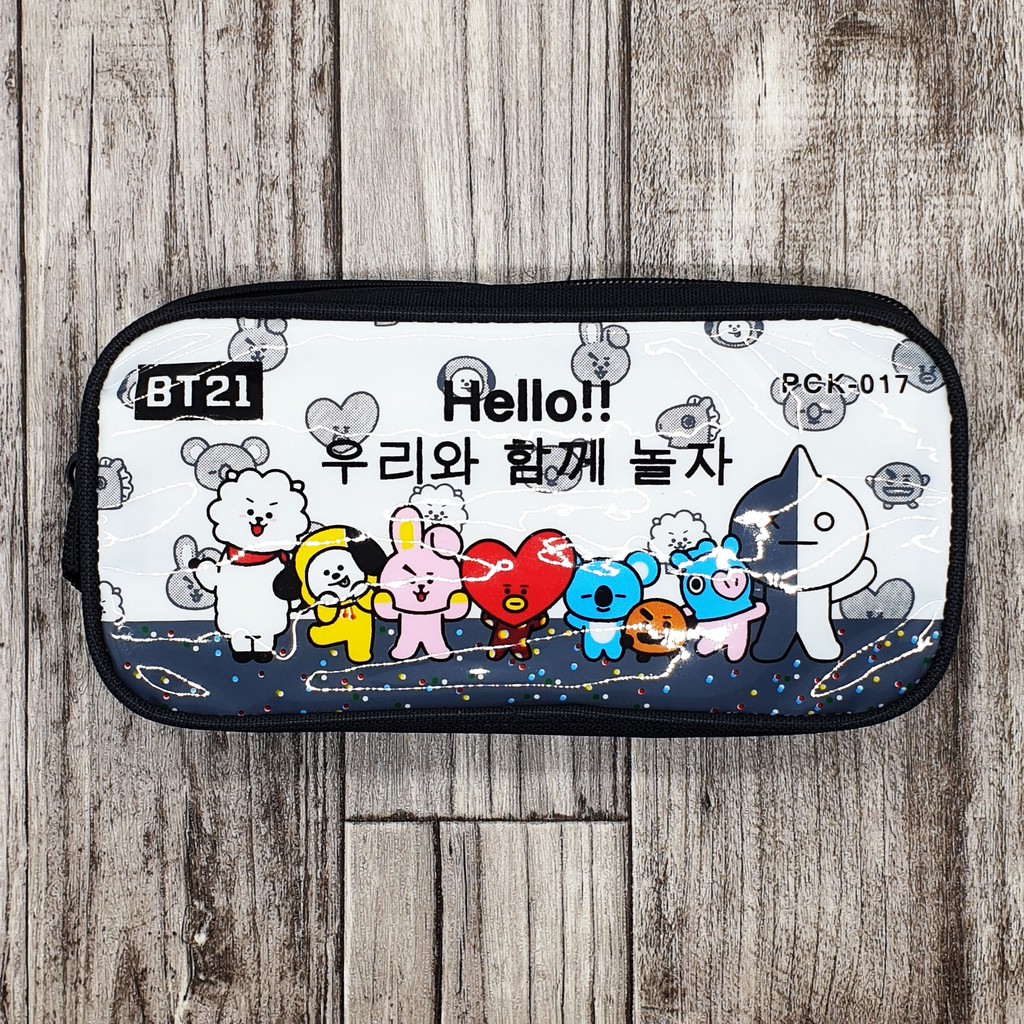 KOTAK PENSIL BT21 KPOP / TEMPAT ALAT TULIS BT21 TERLARIS-K.P - BT21 HITAM