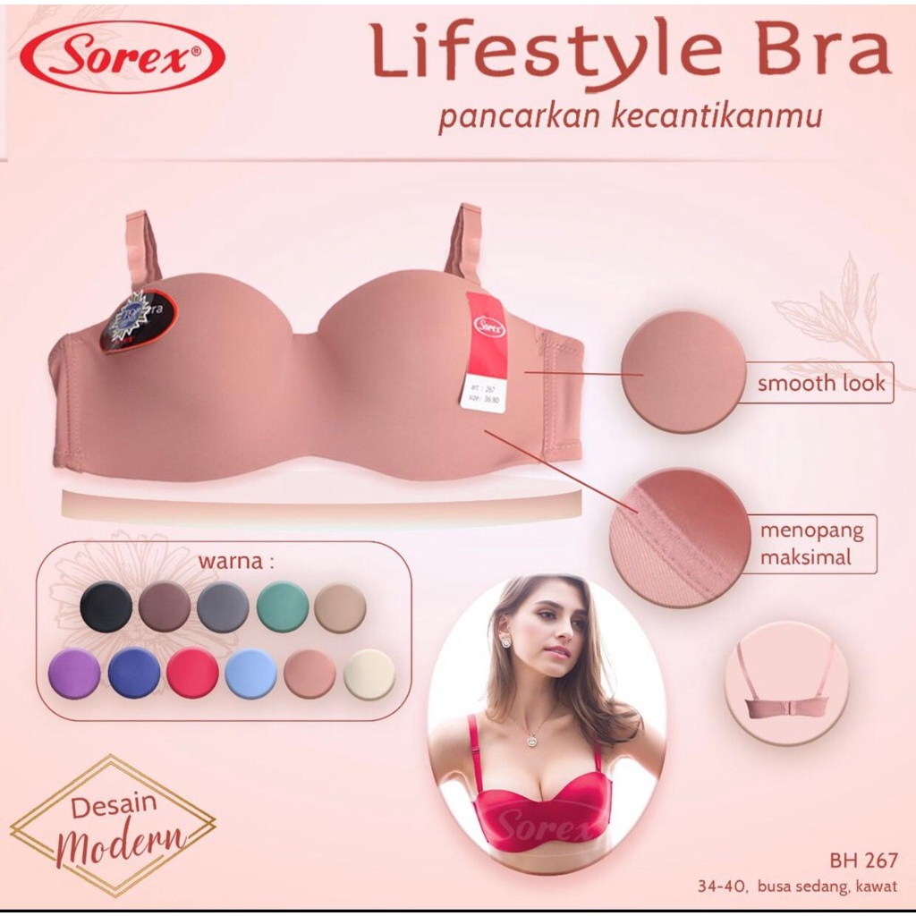 TERLARIS !! BH BRA 267 SOREX KAWAT || BH ROBOT BAHAN LICIN SEAMLESS | TALI BISA COPOT PASANG LIFESTYLE BRA |ADA KAWAT HALF CUP KAIT 2 - SIZE 34 36 38 40