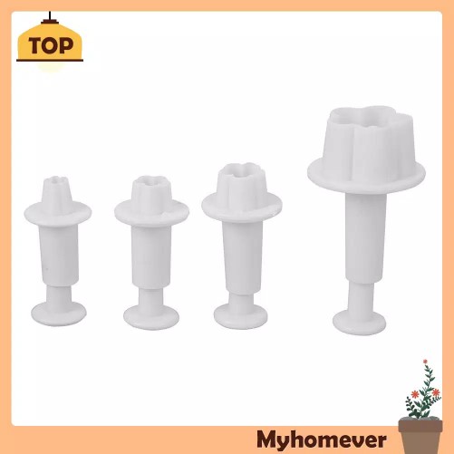 4pcs Cetakan Adonan Kue Fondant Desain Plum Blossom Spring Bahan Plastik