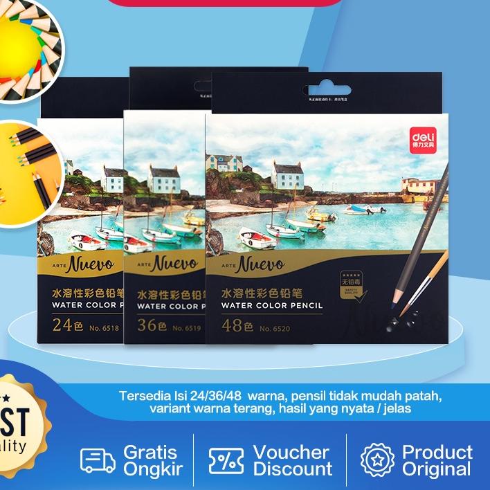 

Terbaik Deli pensil warna 24/36/48C watercolor dengan kuas non-toxic, dapat dicuci dan teknologi hybrid 65X0