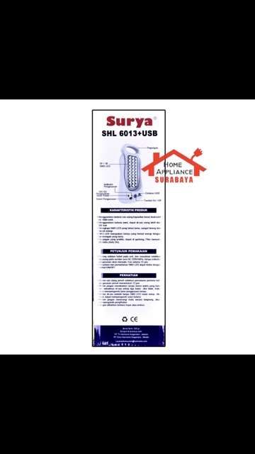 Lampu Emergency Surya USB Charger Darurat 60 SMD LED SHL 6013 SHL6013 SHL-6013