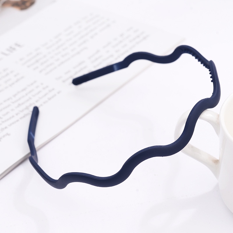 Korean Simple Style Morandi Color Wave Shape Design Non Slip Jagged All Match Wash Face Hairband