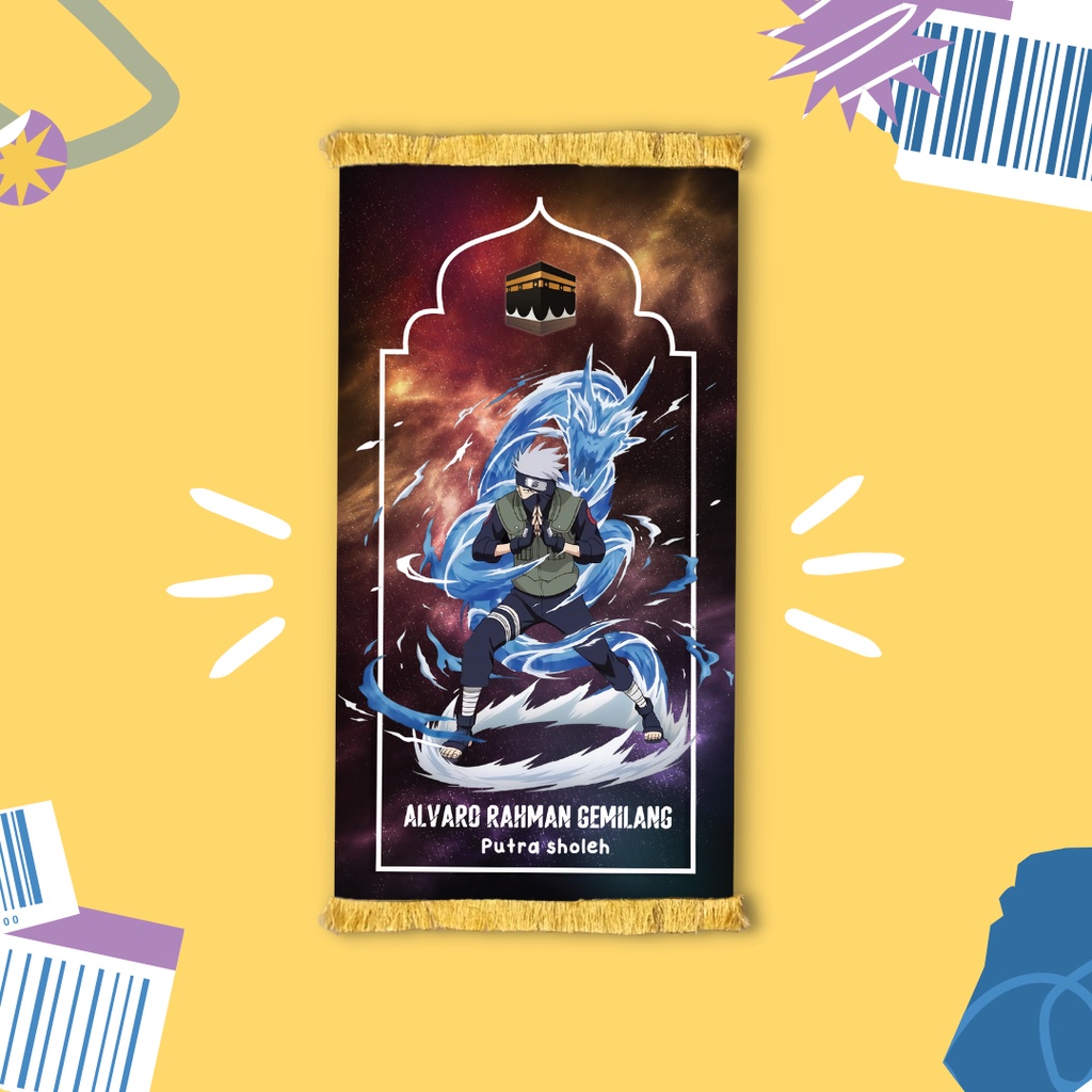 PART 4 - Sajadah Full Printing Anak Custom Nama //  Custom Gambar // Bahan Velboa Murah High Quality-KAKASHI 2