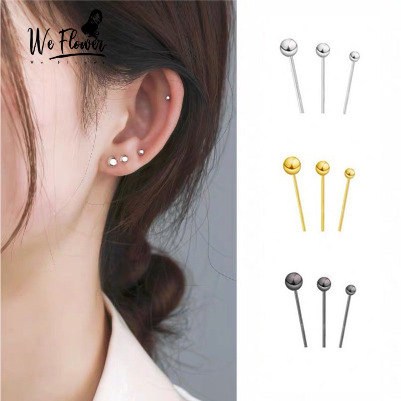 We Flower Anting Tusuk Sterling Silver 925 Desain Bunga Hias Manikmanik Kecil Untuk Wanita