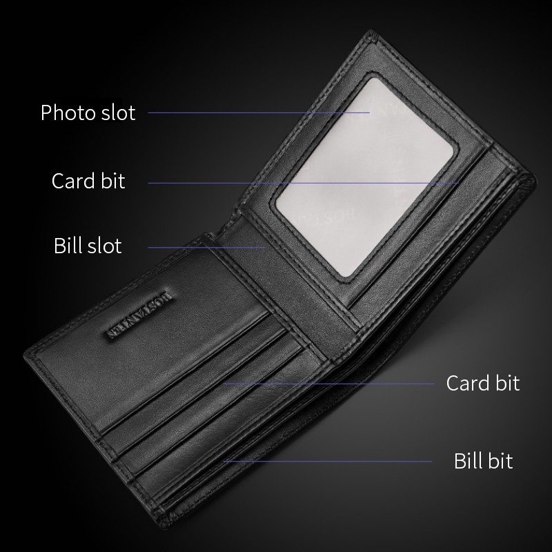 BOSTANTEN Dompet Pria Classic Kulit Sapi Asli Hitam/Coklat-3