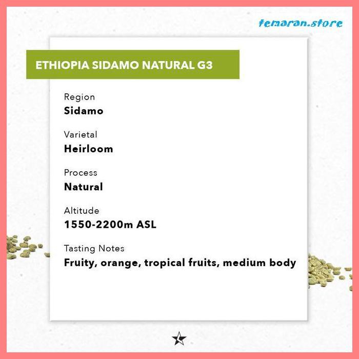 

Kopi- Arabica Green Beans - Ethiopia Sidamo G3 Natural 1Kg -Biji-Kopi.