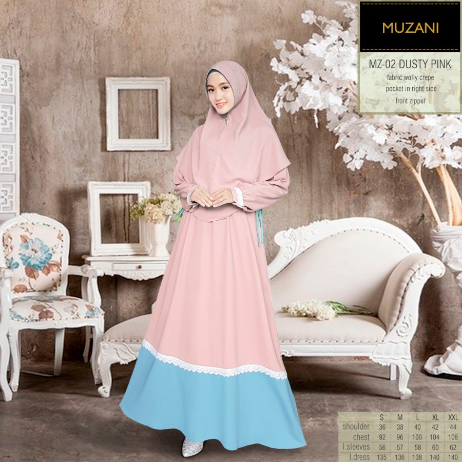 GAMIS SET KHIMAR SYARI MUZANI MZ 02 MZ-02 - GAMIS SET JILBAB DEWASA