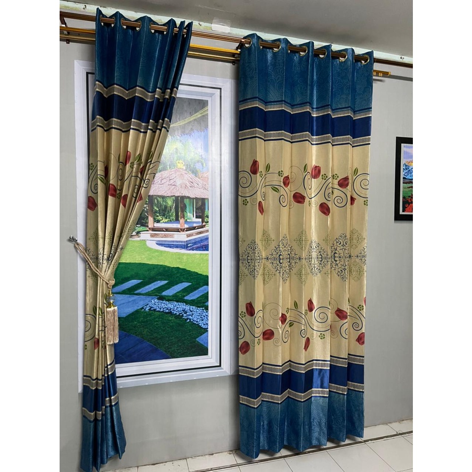 Gorden Blackout Isabela P 250cm L 100cm -Tirai Pintu Motif Bunga Cantik -Interior Ruang Tamu Lengkap