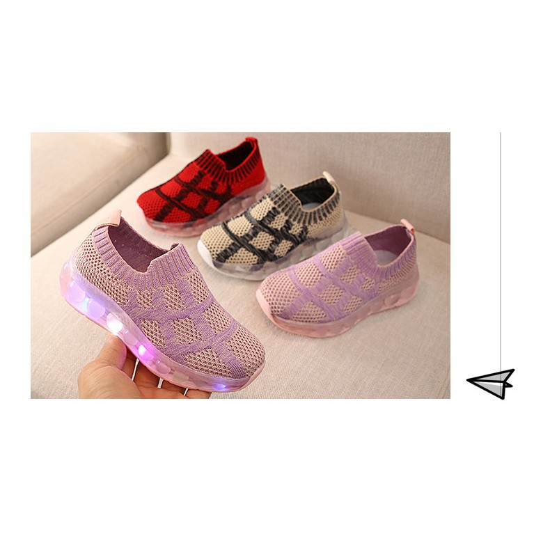 Sepatu Lampu Anak Sepatu LED Sepatu Anak Perempuan Laki-Laki Import