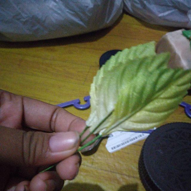[bayar Di Tempat] Aplikasi Daun Hijau Muda Gradasi Putih / Daun Beludru / Daun Kecil / Daun Sintetis