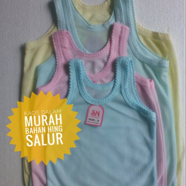 12 pcs kaos dalam anak murah size M Riani Salur Warna / singlet anak /pakaian dalam