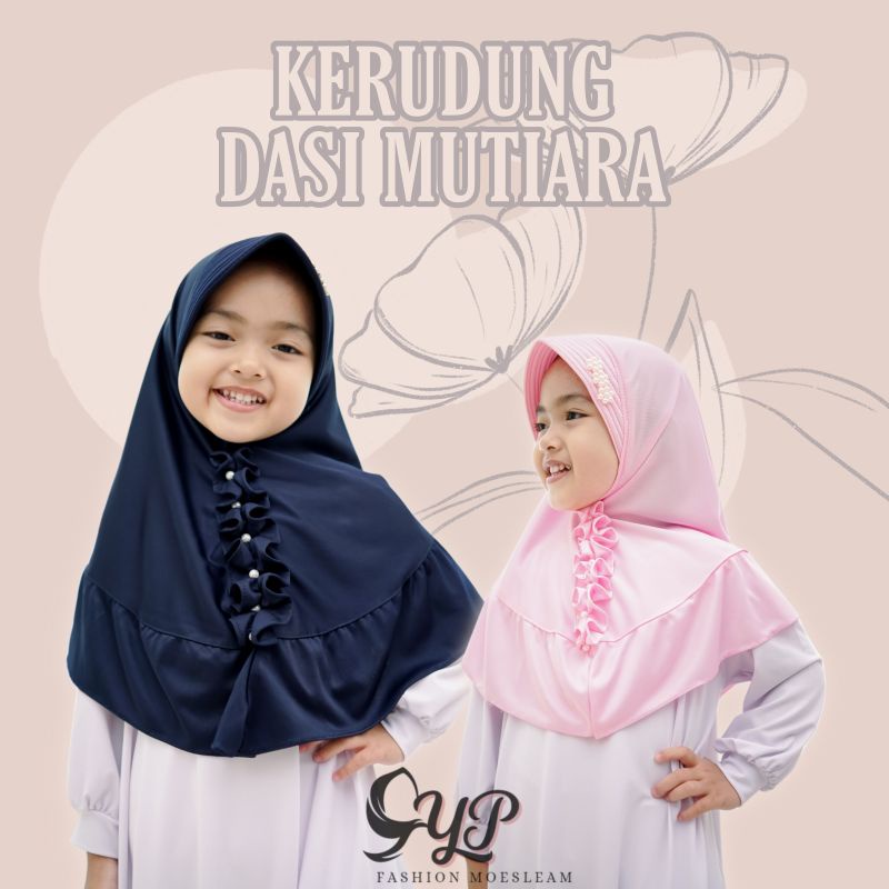 Kerudung anak Dasi mutiara kriwil usia 3-6 th all size