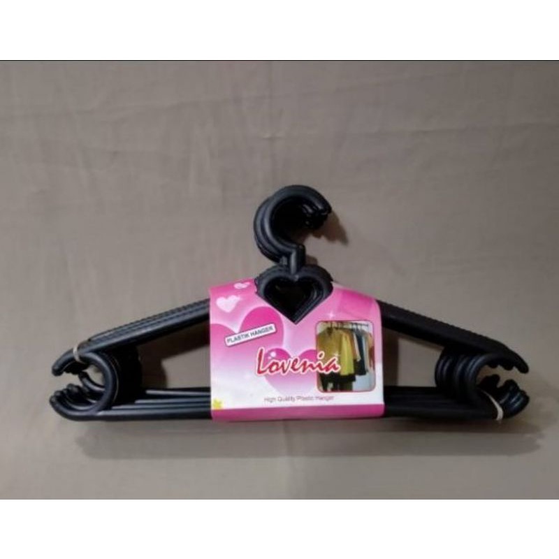 Hanger plastik hitam tebal/hanger rotan hitam jumbo isi 12 pcs