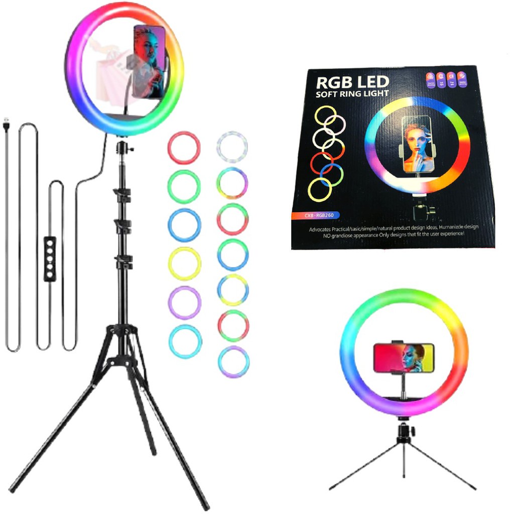 Ring Light 33 cm - 26 cm - 20 cm Selfie LED RGB Light - Tripod 2,1 M